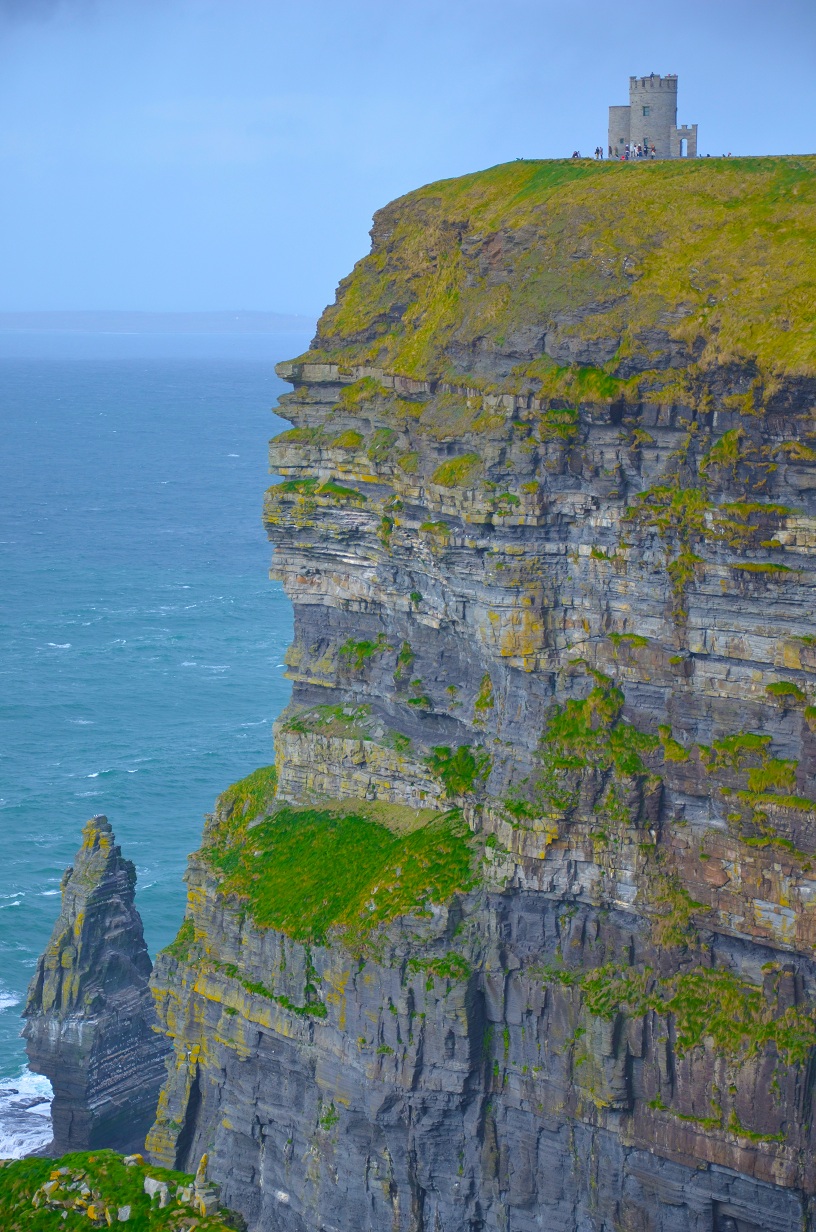 The Cliffs of Moher rise majestically 
above the Atlantic Ocean