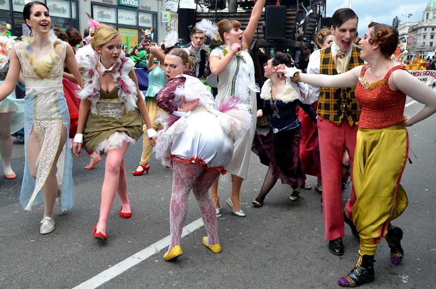 Cheeky Irish Girls in the 2014 Saint Patrick's Day Parade in Dublin