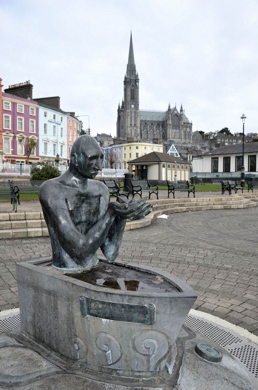 Statue of The Navigator in the park on the harbor at Cobh