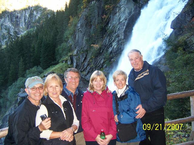 Joanne and Ted Mincica, David and Joy Musson, Judy and Don Baren at Krimml Falls