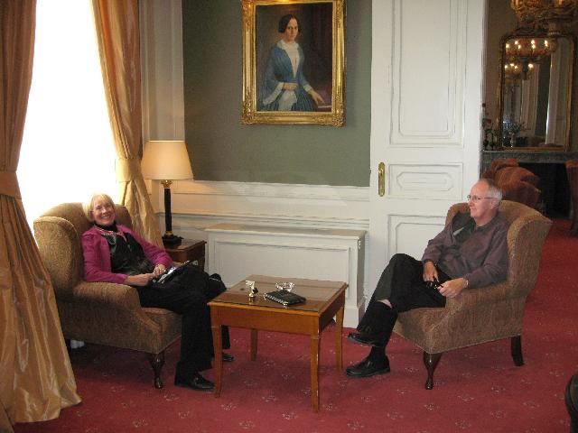 Emily Hook and Jim Niemiec
at the Hotel Oud Huis de Peellaert in Bruges, Belgium