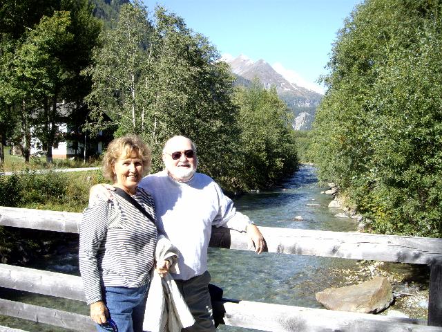 Sue and Ken O'Donnell on the bridge over the River M�ll in Heiligenblut
