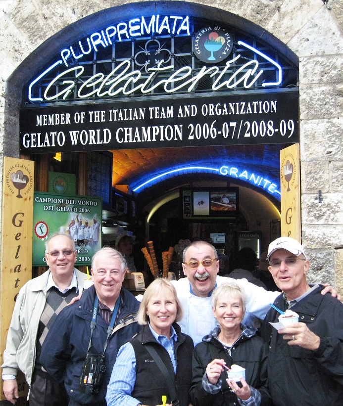 John Valentine, Joanne and Ted Mincica, 
Judy and Don Baren with Sergio Dondoli in San Gimignano